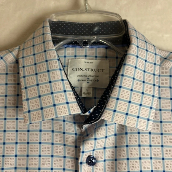Con.Struct Cooling Comfort Slim Fit Check Stretch Button Up Shirt Size Large - Picture 2 of 10